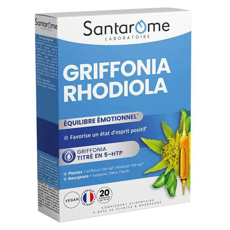 Santarome Phyto - Griffonia Rhodiola - Equilibre émotionnel - 20 ampoules