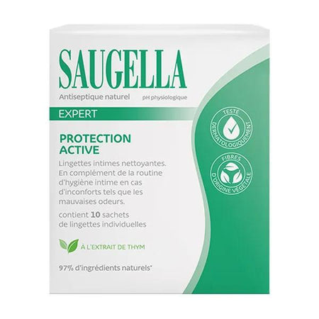 Saugella Antiseptique Naturel Lingettes Intimes Nettoyantes - Pack 10 lingettes