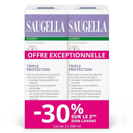 Saugella Triple Protection Soin Lavant Intime Inconforts intimes - 2x250 ml