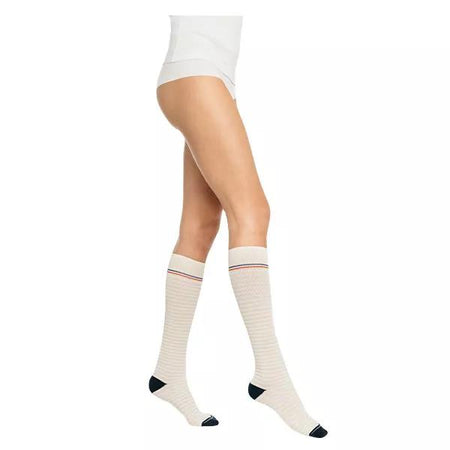 Sigvaris Styles Motifs Marinière Chaussettes Classe 2 Normal Taille S Écru Blanc