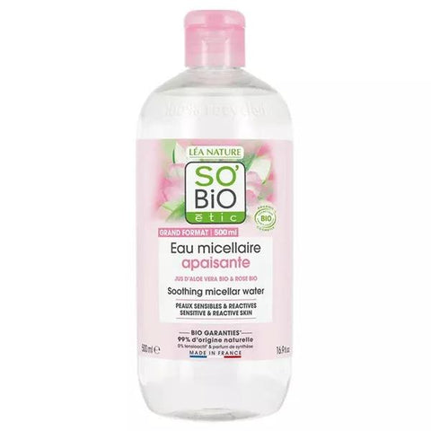 So'Bio Étic Hydra Aloe Vera Eau Micellaire Apaisante Jus d'Aloe Vera Bio (500 ml)