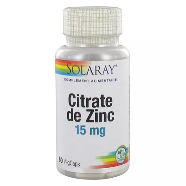 Solaray Citrate de Zinc 15mg 60 capsules végétales