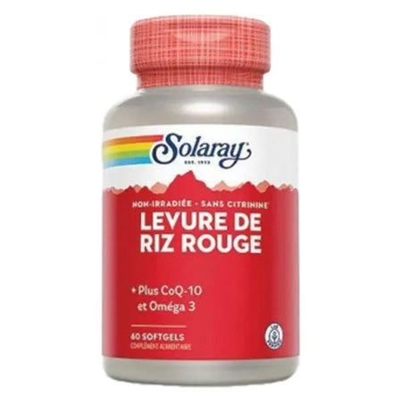 Solaray Levure de Riz Rouge Plus CoQ-10 + Oméga 3 - 60 gélules