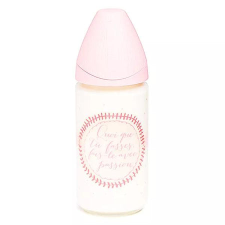 Suavinex Biberon en Verre Meaningful Life Rose Housse Silicone 240ml