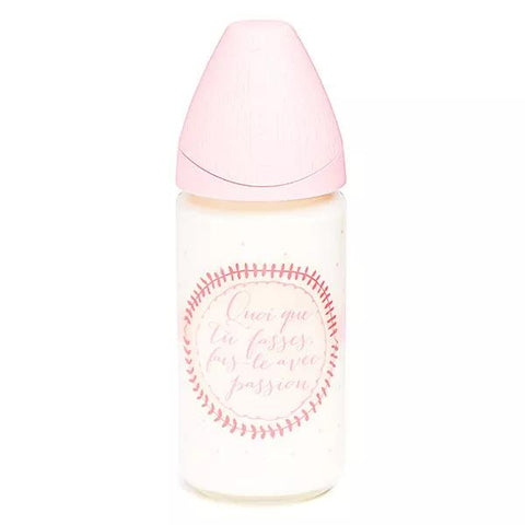 Suavinex Glasflasche Meaningful Life Rosa Silikonhülle 240ml