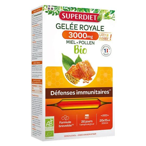 SuperDiet Organic Royal Jelly 3000mg 20 ampoules
