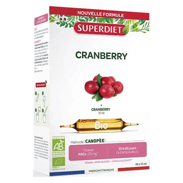 Superdiet Cranberry Canneberge Bio 20 ampoules de 10ml