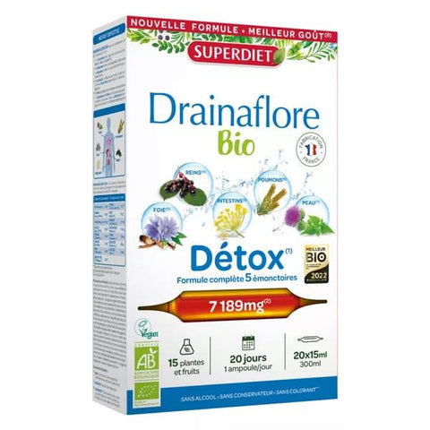 Superdiet Drainaflore Organic 20 ampoules