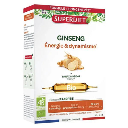 Superdiet Ginseng Bio - 20 ampoules de 10ml