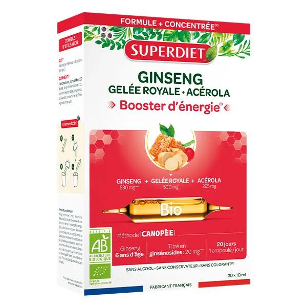 Superdiet Ginseng Bio Gelée Royale & Acérola 20 ampoules de 10ml