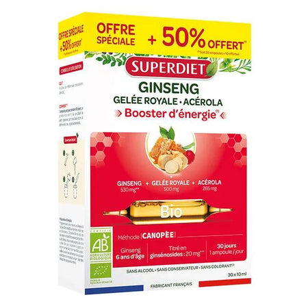 Superdiet - Ginseng Gelée Royale Acérola Bio - 30 ampoules