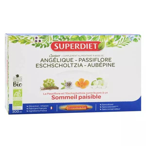 Superdiet Quatuor Passiflore Sommeil Paisible Bio 20 ampoules