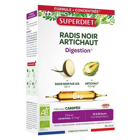 Superdiet Radis Noir Artichaut Bio 20 ampoules de 10ml
