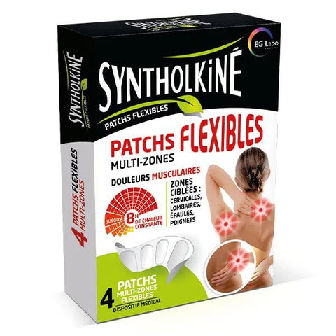 Syntholkiné multi-zone flexible patches for muscle pain - 1 box of 4 patches - EG LABO