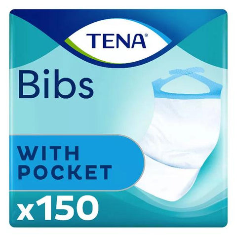 TENA Lätzchen Einweglätzchen mit Tasche Größe M/L 150 Stück