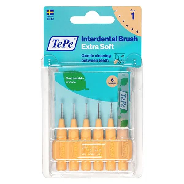 TePe Brossette Interdentaire Extra Souple Eco-Responsable Orange Pastel ISO 1 / 0.45mm 6 brossettes