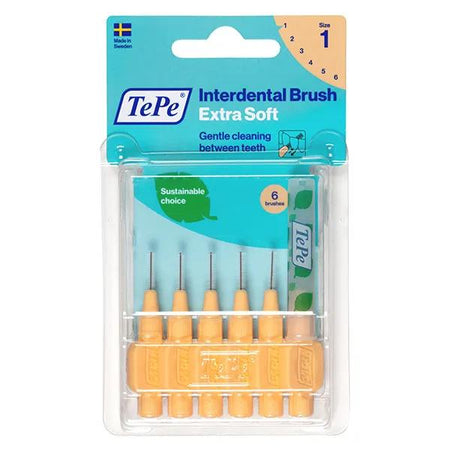 TePe Brossette Interdentaire Extra Souple Eco-Responsable Orange Pastel ISO 1 / 0.45mm 6 brossettes