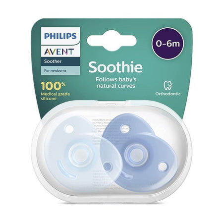 Philips Avent Soothies Sucette en silicone 0-6 mois Bleu 2 pièces