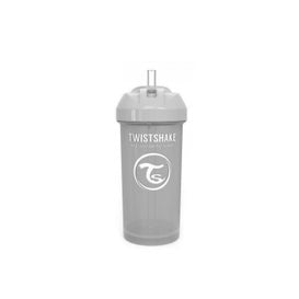 TwistShake Tasse avec paille Gris Pastel +6m (360 ml)