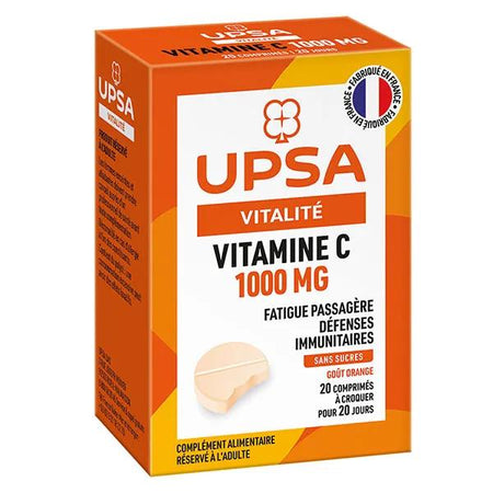 UPSA Vitamine C 1000mg sans Sucres 20 comprimés à croquer