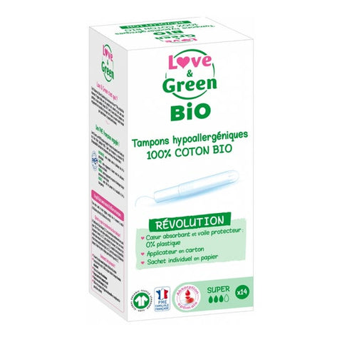 Love & Green tampons hypoallergéniques Revolution Super (14 pièces)
