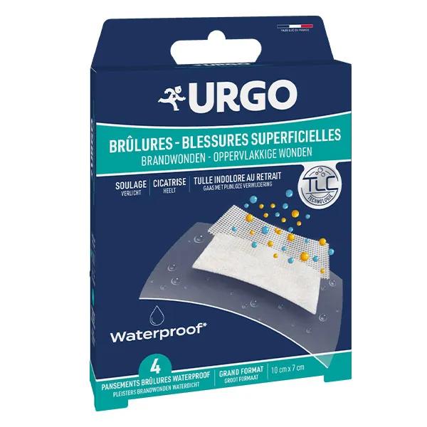 Urgo Premiers Soins Brûlures Blessures Superficielles Pansements Waterproof 10 x 7cm 4 unités