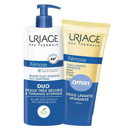 Uriage Xémose Lot Baume Oléo-Apaisant Anti-Grattage 500ml + Huile Lavante Apaisante 200ml Offerte
