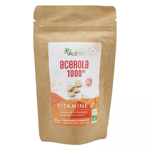 Valebio Acerola 1000mg Organic Blackcurrant Flavoured Chewable Tablets 30 tablets