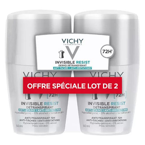 Vichy Dermo-Detranspirant Invisible Protect 72H Anti-Stain Anti-Irritation Twin Pack 2 x 50ml