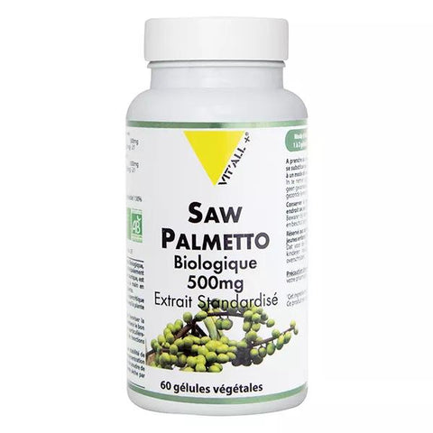 Vit'all+ Organic Saw Palmetto 500mg Standardized Extract 60 vegetable capsules