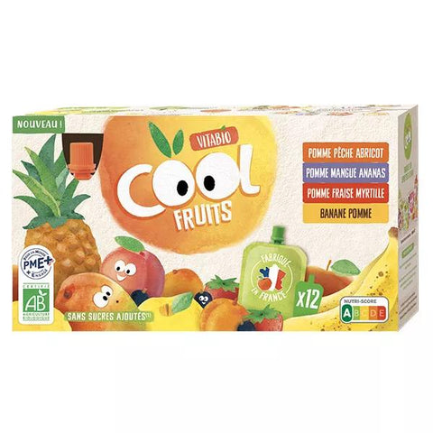 Vitabio Cool Fruits Assorted Flavors 4 Recipes Strawberry Apricot Banana Mango Organic 12 x 90g