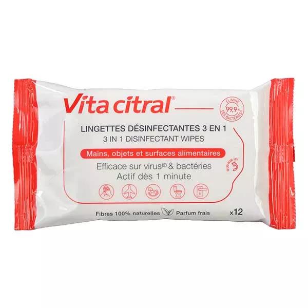 Vitacitral Lingette Désinfectante 3en1 - 12 unités