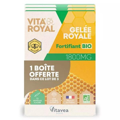 Vitavea Vita'Royal Gelée Royale Stärkungsmittel Bio Packung mit 3 x 10 Ampullen