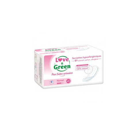 Love & Green serviettes hypoallergéniques incontinence normale (12 pièces)