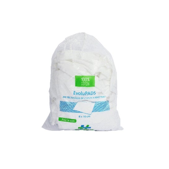 Evolupharm Evolupads Rectangles de Coton Hydrophile (200 pièces)