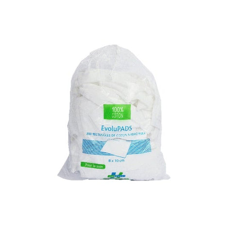 Evolupharm Evolupads Rectangles de Coton Hydrophile (200 pièces)
