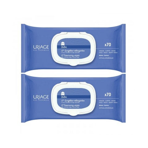Uriage Bébé 1ères Lingettes Nettoyantes (2x70 lingettes)