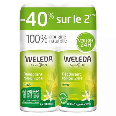 Weleda Citrus 24h Roll-On Organic Deodorant - Pack of 2 x 50ml