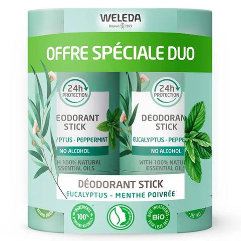 Weleda Eucalyptus Peppermint Deodorant Stick 2 x 50g Pack