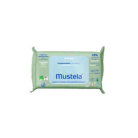 Mustela Lingettes Nettoyantes Compostables 60 Unités