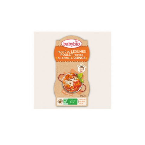 Babybio Mittagessen-Schale Geschmorter Gemüse-Hähnchen-Quinoa-Topf +12m Bio 2 x 200g