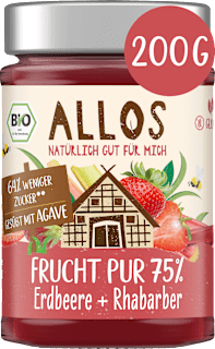 ALLOS Frucht Pur pâte à tartiner fraise & rhubarbe 75% fruits (200 g)