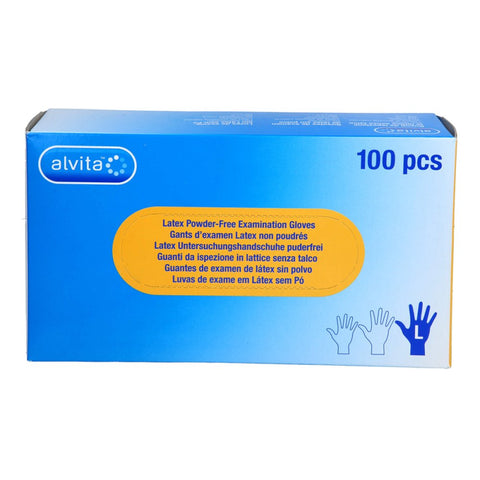 Alvita gants d'examen en latex non stériles sans poudre taille L (100 pièces)