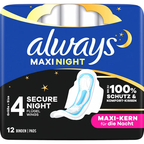 always Maxi Night sanitary pads with wings (12 pieces)