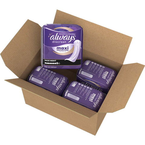 always Discreet Inkontinenz-Einlagen Maxi Night Vorteilspack (4x12 Stück), 48 Stück