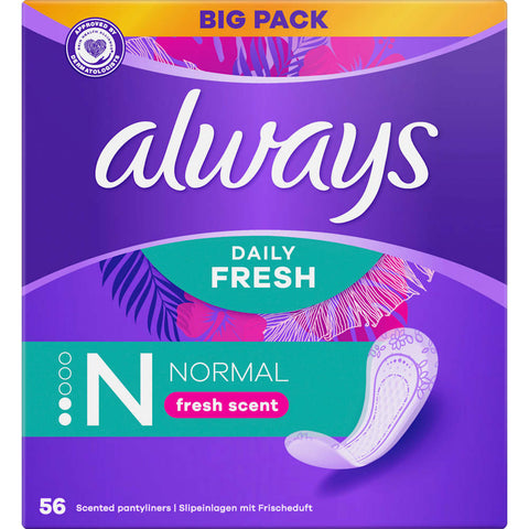 Always Daily Fresh Normal Slipeinlagen mit Frischeduft, Großpackung, 56 Stück