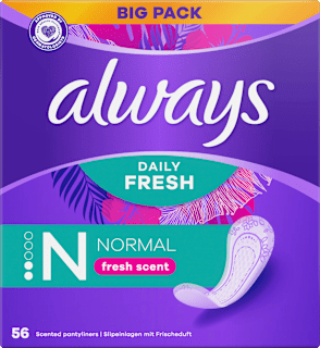 Always Daily Fresh Normal Slipeinlagen mit Frischeduft, Großpackung, 56 Stück