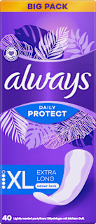 always protège-slips Daily Protect Extra Long, grand paquet (40 pièces)