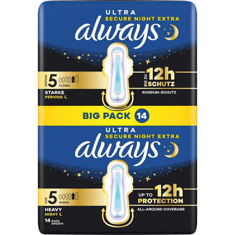 Always Ultra Secure Night Extra sanitary pads Big Pack (14 count)