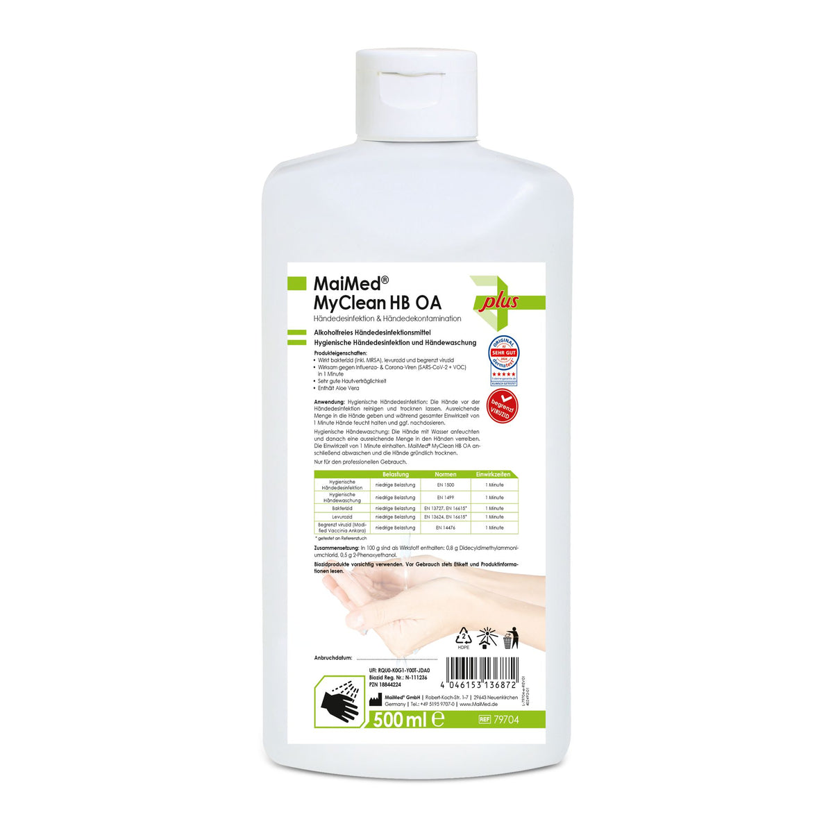 MaiMed MyClean HB OA désinfectant pour les mains biocide (500 ml)